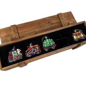Thomas Pacconi‎ Blown Glass 2004 5 Piece Train Set In Wooden Box MISSING 1